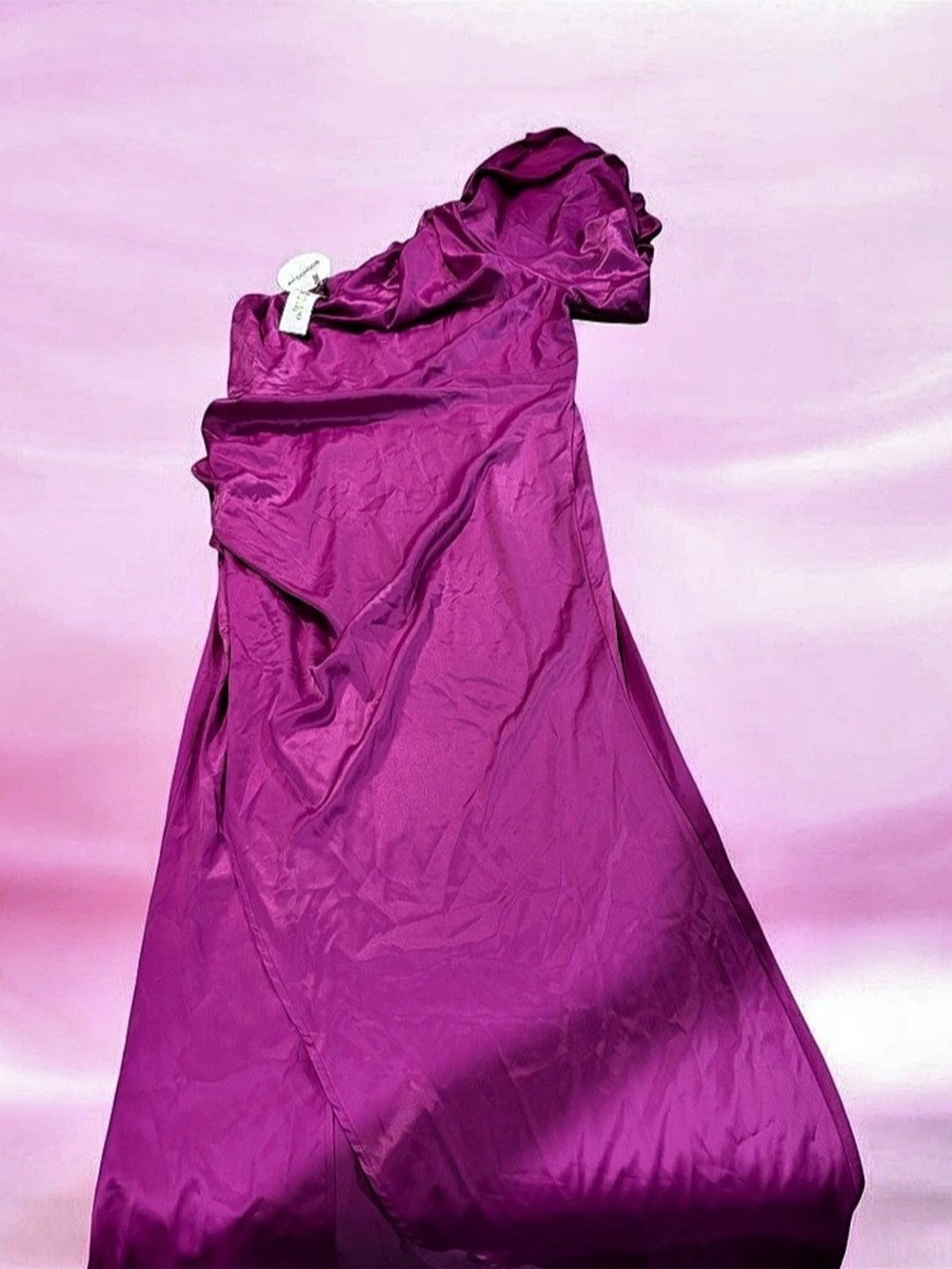Satin Ruffle Midi Dress Pink